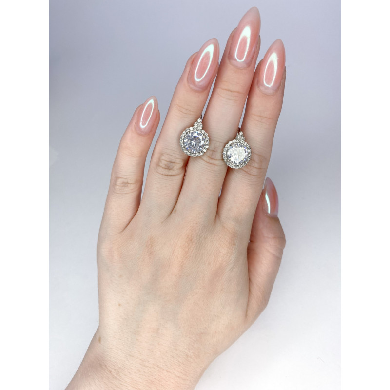 Срібні сережки з фіанітом 048CZ-10