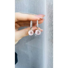 Срібні сережки з рожевим кварцем та фіанітом 102-4610