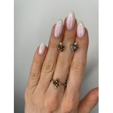 Срібні сережки з нано султанітом та фіанітом 155N-8210