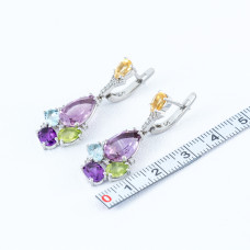 Срібні сережки з аметистом та перідотом 181-6253395410
