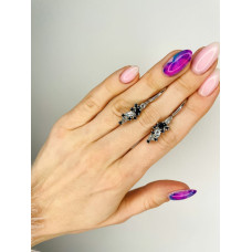 Срібні сережки з сапфіром та скай топазом 204-3139