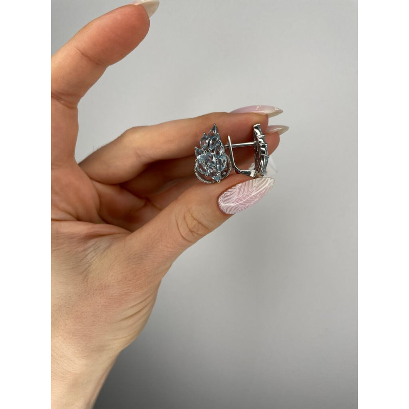 Срібні сережки з скай топазом 226-39