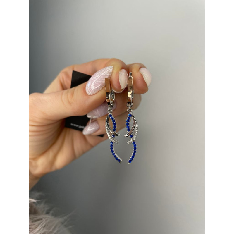 Срібні сережки з фіанітом Rozmary-3110 