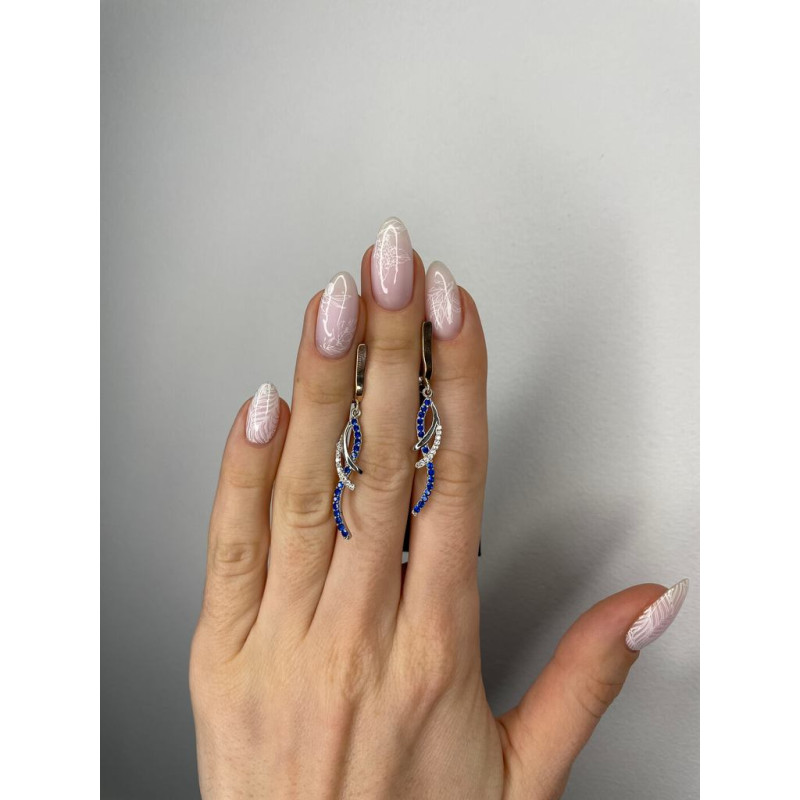 Срібні сережки з фіанітом Rozmary-3110 