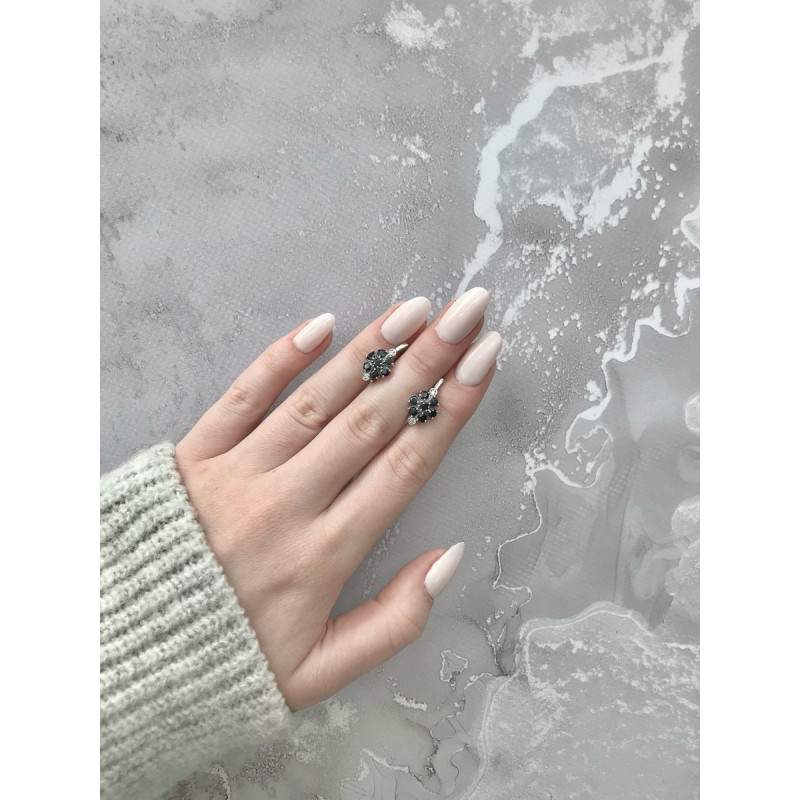 Срібні сережки з сапфіром та фіанітом 061-3110