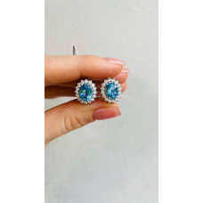 Срібні сережки з свіс топазом та фіанітом 085-3010