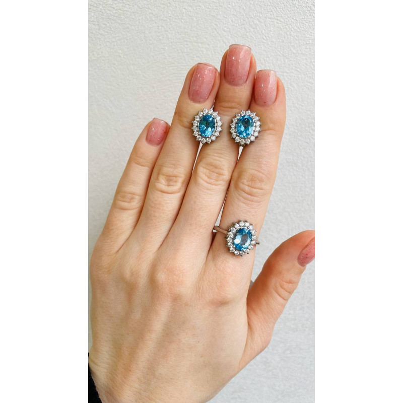 Срібні сережки з свіс топазом та фіанітом 085-3010 