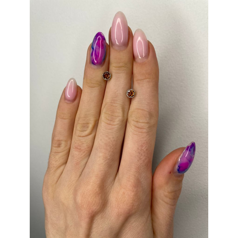 Срібні сережки з гранатом оранж 113-43 