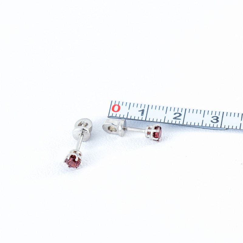 Срібні сережки з гранатом 123-41