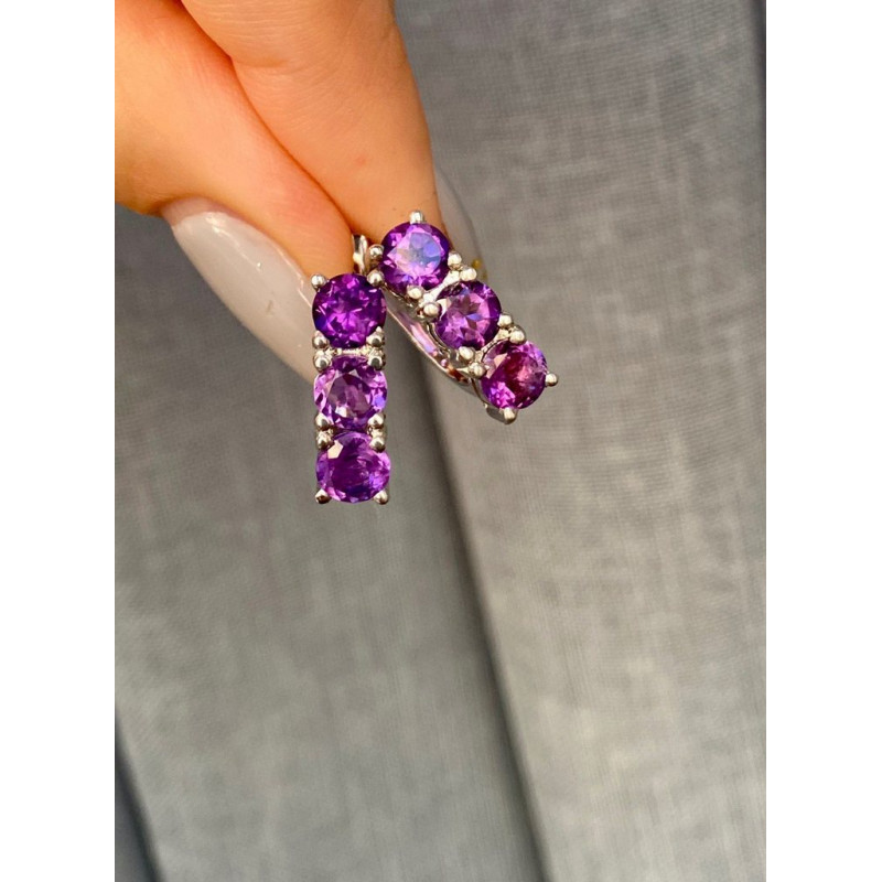 Срібні сережки з аметистом бразильським 046-61 