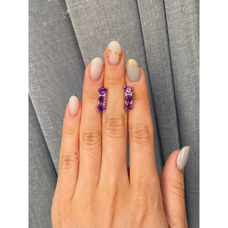 Срібні сережки з аметистом бразильським 046-61 