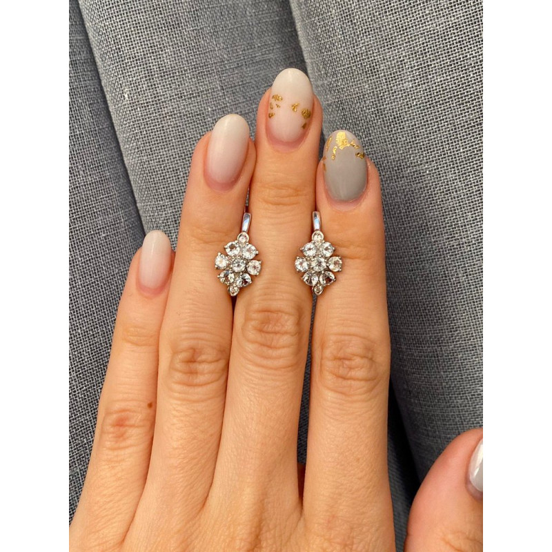 Срібні сережки з скай топазом та фіанітом 061-3910