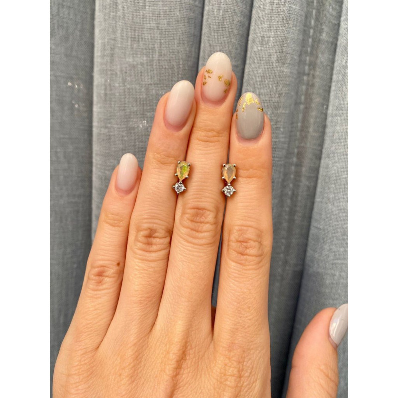 Срібні сережки з опалом та фіанітом 077-5510