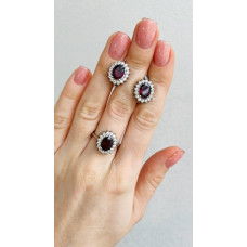 Срібні сережки з родолітом та фіанітом 085-4210