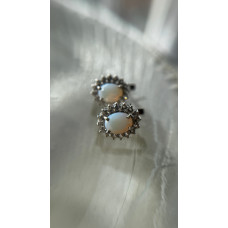 Срібні сережки з нано опалом та фіанітом 085N-5510