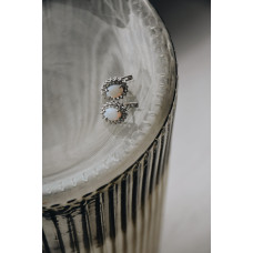 Срібні сережки з нано опалом та фіанітом 085N-5510