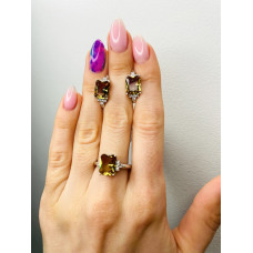 Срібні сережки з нано султанітом та фіанітом 103N-8210