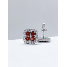 Срібні сережки з гранатом та фіанітом 135-4110