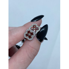 Срібні сережки з гранатом та фіанітом 135-4110