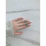 Срібні сережки з смарагдом та фіанітом 148-7110