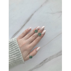 Срібні сережки з смарагдом та фіанітом 148-7110