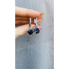 Срібні сережки з сапфіром та фіанітом 169-3110