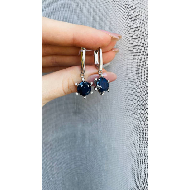 Срібні сережки з сапфіром та фіанітом 169-3110 