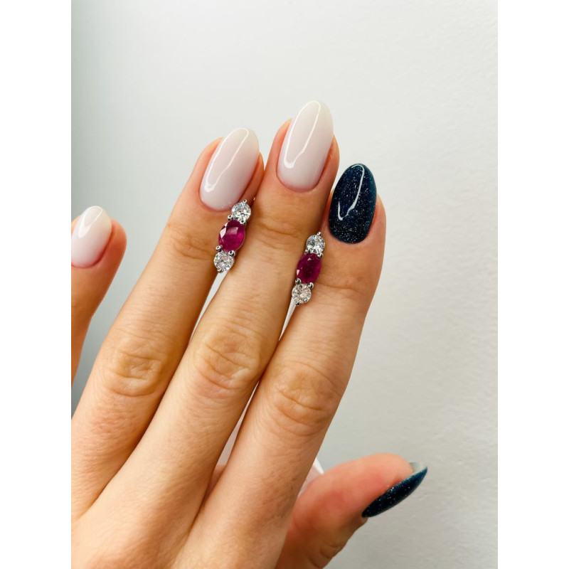 Срібні сережки з рубіном та фіанітом 182-4410