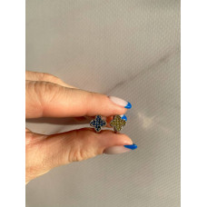 Срібні сережки з сапфіром та жовтим сапфіром 211-3178