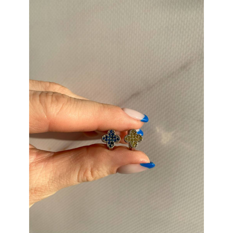 Срібні сережки з сапфіром та жовтим сапфіром 211-3178