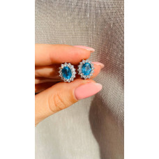 Срібні сережки з свіс топазом та фіанітом 012-3010