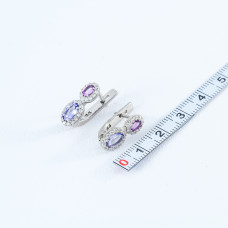 Срібні сережки з танзанітом та аметистом 075-356210
