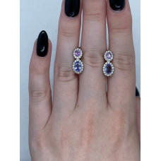 Срібні сережки з танзанітом та аметистом 075-356210