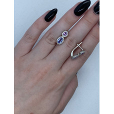 Срібні сережки з танзанітом та аметистом 075-356210