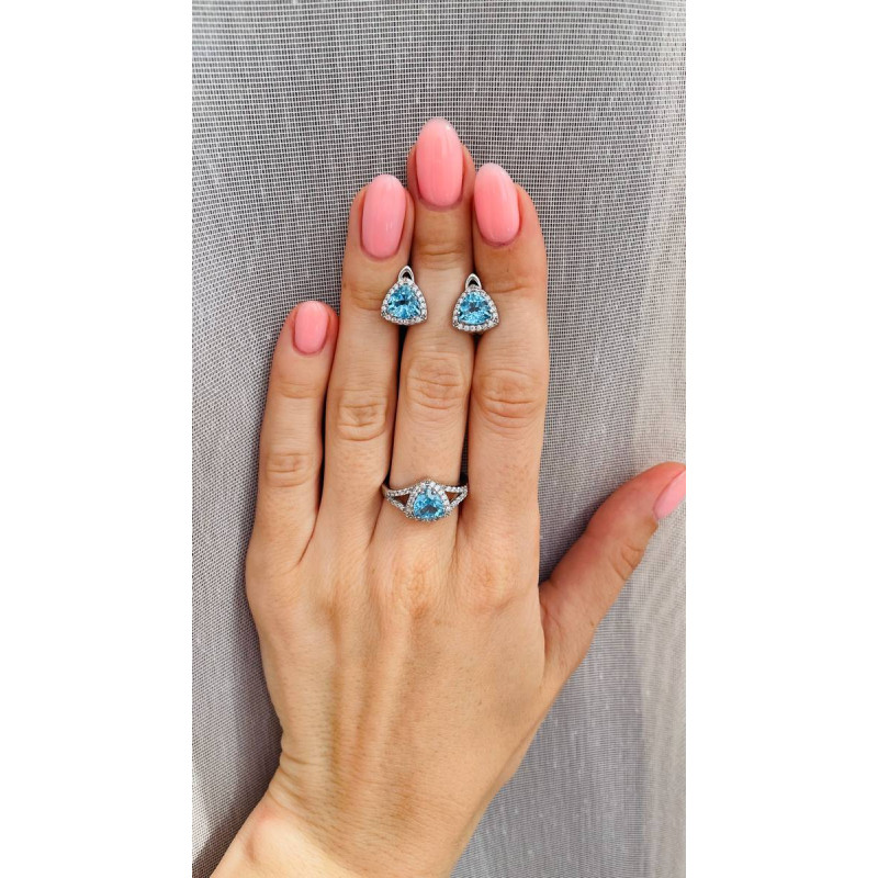 Срібні сережки з свіс топазом та фіанітом 079-3010