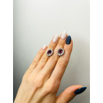 Срібні сережки з рубіном та фіанітом 085-4410