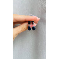Срібні сережки з сапфіром та гранатом 105-3141