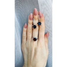 Срібні сережки з гранатом та фіанітом 169-4110