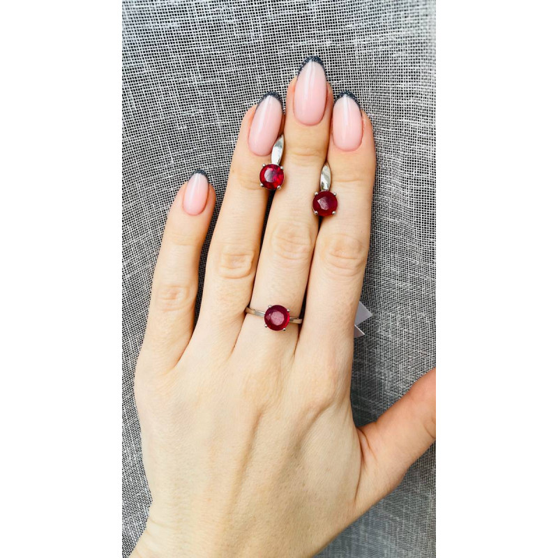 Срібні сережки з рубіном 003-44