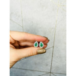 Срібні сережки з смарагдом та фіанітом 004-7110