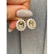 Срібні сережки з лимонним кварцем та фіанітом 012-5610