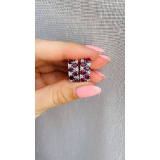 Срібні сережки з родолітом та фіанітом 026-4210