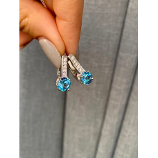 Срібні сережки з свіс топазом та фіанітом 040-3010
