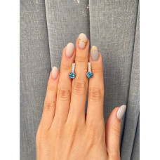 Срібні сережки з свіс топазом та фіанітом 040-3010