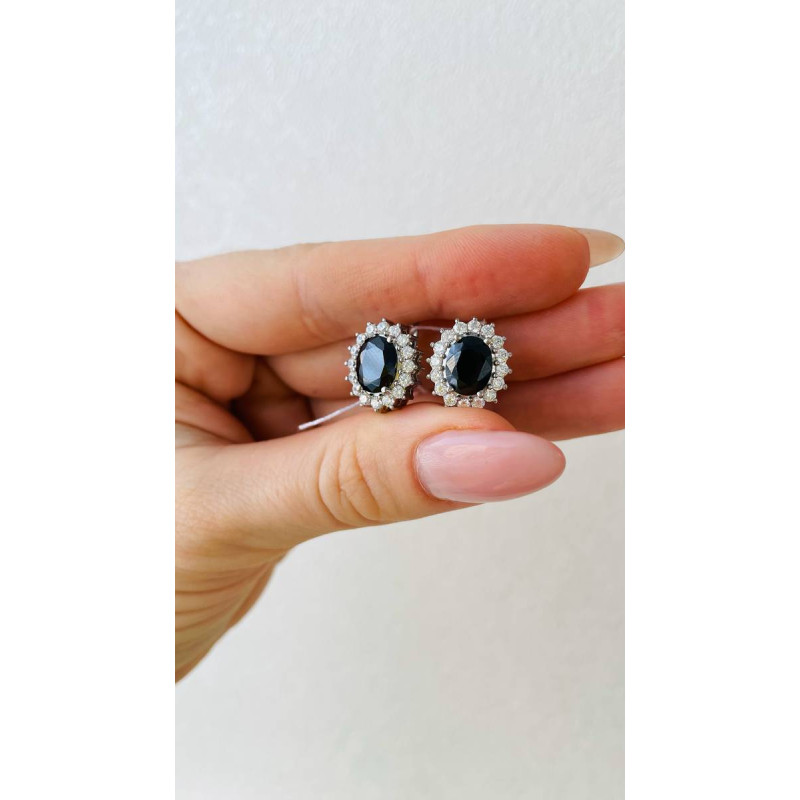 Срібні сережки з фіанітом 085CZ-2010 