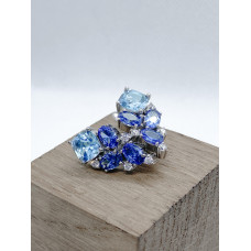 Срібні сережки з скай топазом та фіанітом 143-393110