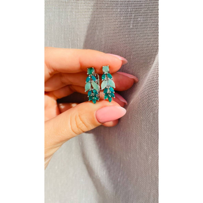 Срібні сережки з смарагдом 222-7173