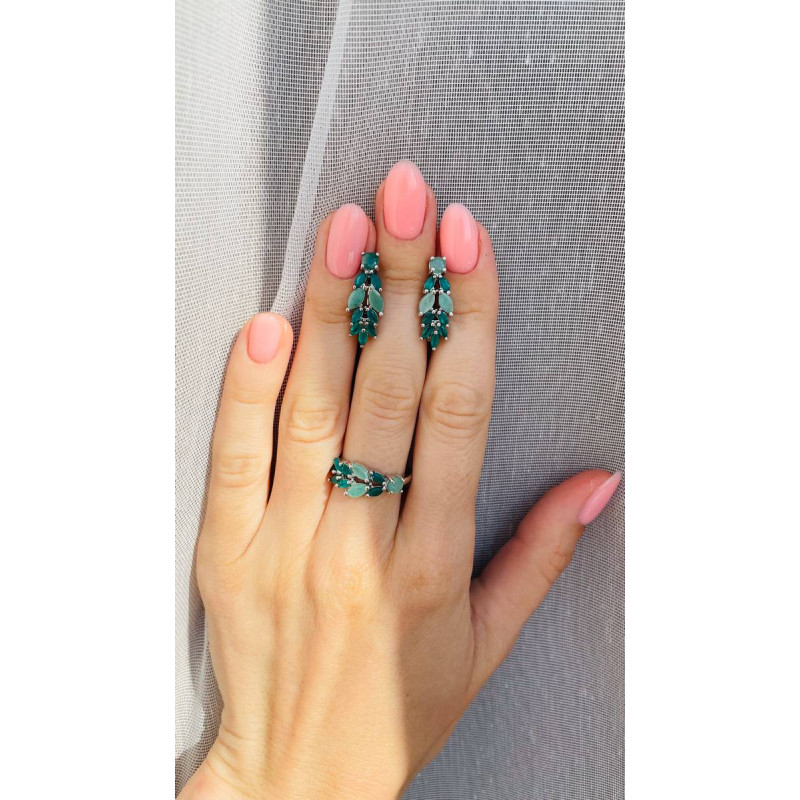 Срібні сережки з смарагдом 222-7173