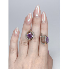 Срібні сережки з аметистом та фіанітом Gemma_2-6210