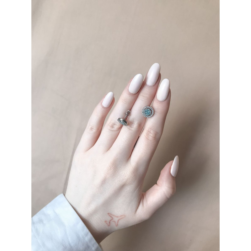 Срібні сережки з нано турмаліном та фіанітом S045N-6510